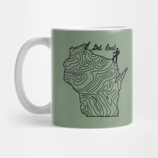 Get Lost Hiking Topographic Art Hike Wisconsin State Map Mug